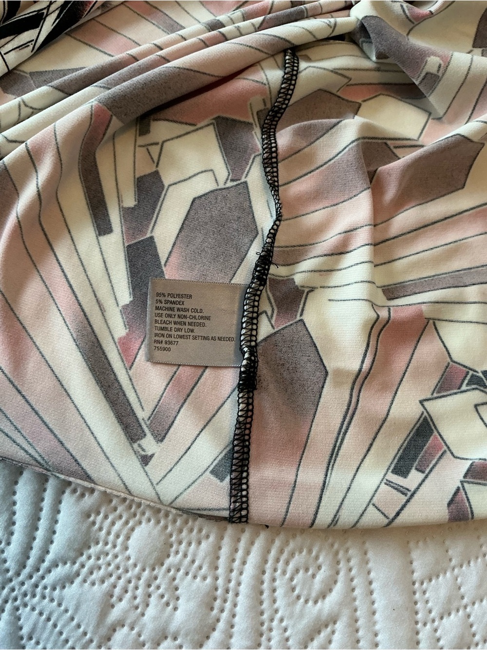 Geometric Tie-Neck Blouse in Pink/Black/Cream - Picture 5 of 5